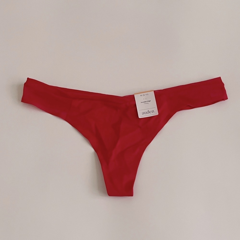Auden Invisible Edge Thong Red Nylon Mesh Thong Panties
